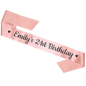 Personalised 21st Birthday Sash or Banner Decorations - Rose Gold - 21st Present Gift Party Idea - Twenty One