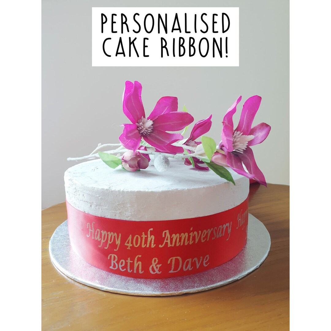 Personalised Cake Ribbon - Any Text - Any Colour Ribbon - 1m Long ...