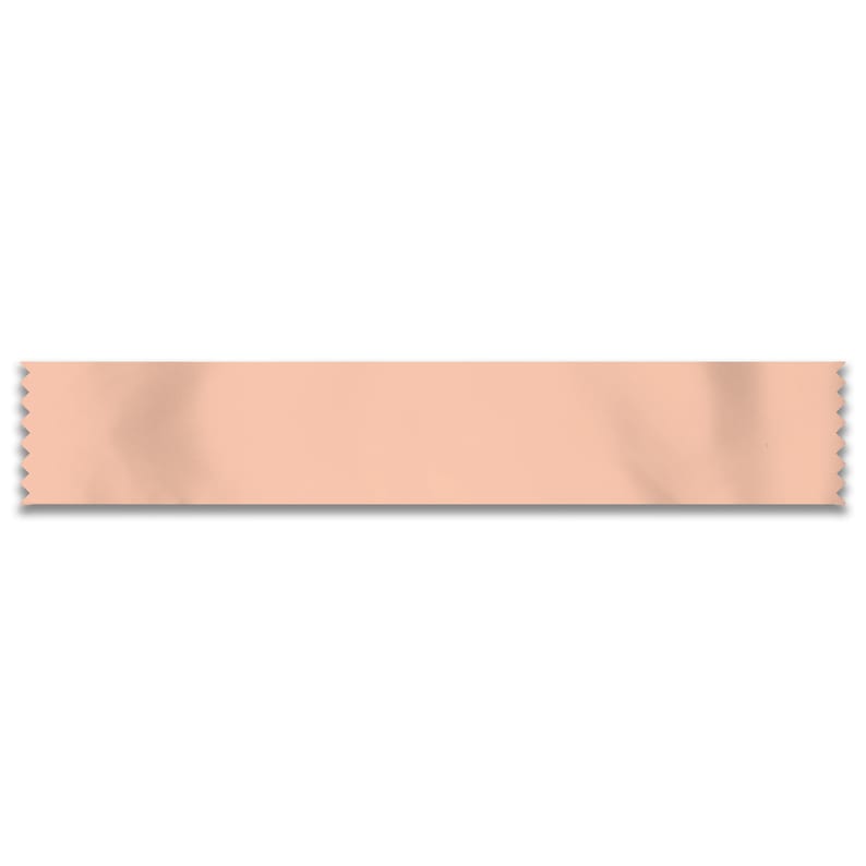 May include: A peach-colored ribbon with a jagged edge.