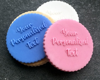 Personalised Your Text Here Happy Birthday Baby Shower Hen Party Icing Embosser Stamp Fondant for Biscuits Cookies Cupcake Topper Stencil