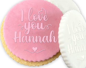 Personalised I Love You Valentines Day Icing Stamp Embosser Stamp Fondant for Biscuits Cookies Cupcake Topper Decorations Stencil Love Heart