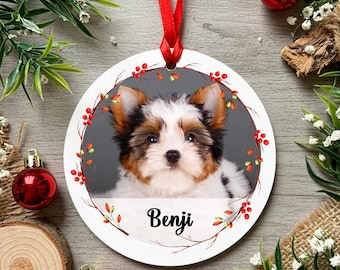 Personalised Printed Christmas Holly Wreath Photo Pet Cat Dog Animal Baby Christmas Tree Bauble Xmas Decoration Holiday Wreath
