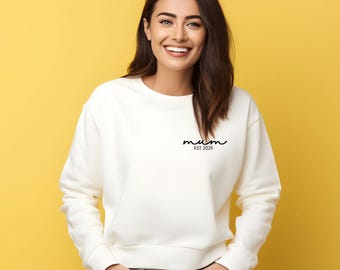 Personalised Jumper for Mum, EST Year Subtle Style Mum, Mummy, Mama for Mother's Day, Mum's Birthday or Mum's Christmas Gift