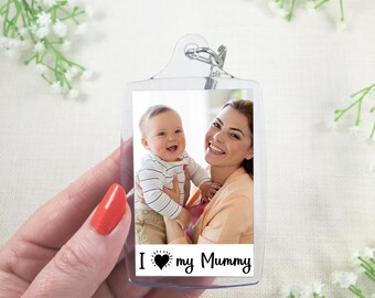 I love my Mummy Keyring - Mother's Day Personalised Photo Keyring - Any photo - Jumbo X Large 70mm x 45mm Key Chain