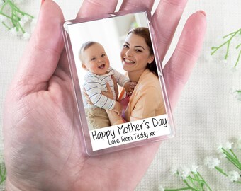 Personalised Happy Mother's Day Love from Name Fridge Magnet - Mother's Day Photo Magnet - Any photo - Jumbo X Large 70mm x 45mm Magnetic