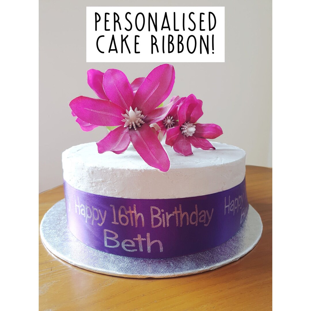Personalised Cake Ribbon - Any Text - Any Colour Ribbon - 1m Long ...