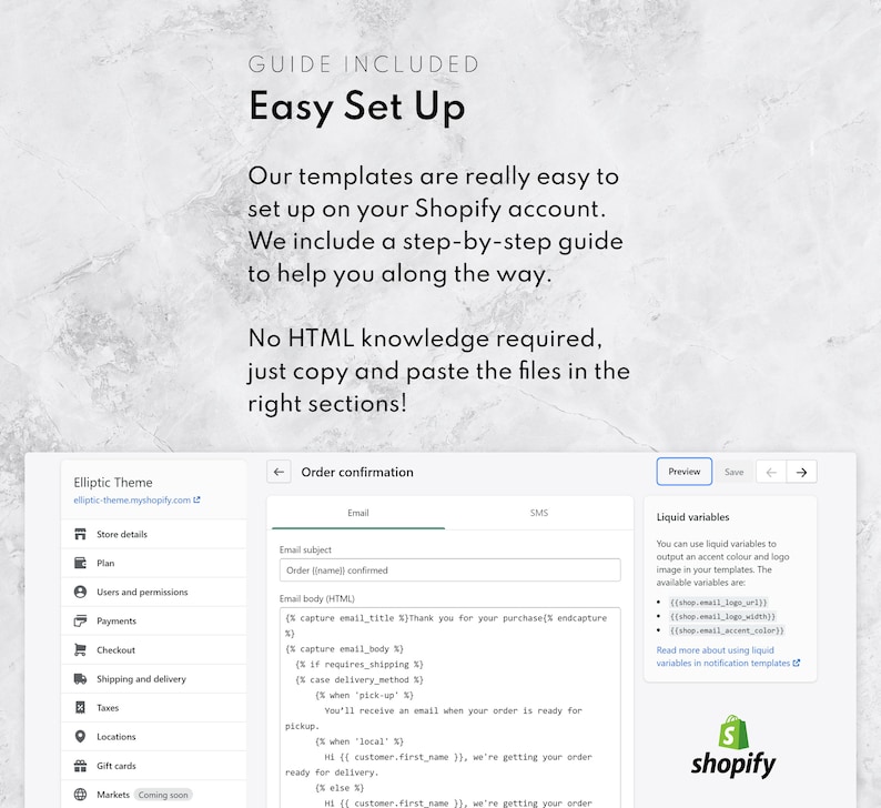 Shopify Order Confirmation Template, Shopify Fashion Email Template