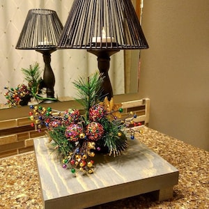 Square Wood Riser, 8&quot; Wooden Decor Stand, Lakehouse Display Tray, Christmas Gift for Mom