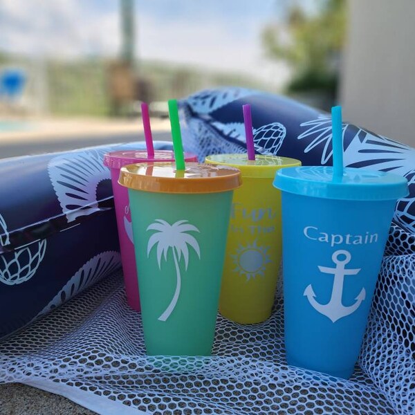 Nautical  Color Changing Drink Tumbler for the Water Lover, Plastic Beach Cup, Life By The Water Inspired Cup, Gift for Her