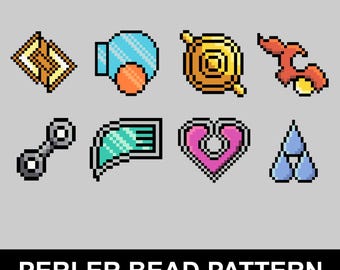 Hoenn Gym Badge Perler-kralenpatroon pdf | Pokemon Fuse Bead Pixel Sprite-patroon | Direct downloaden