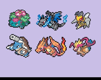 Mega Pokemon Perler-kralenpatroon pdf (set 1) | Pokemon Fuse Bead Pixel Sprite-patroon | Direct downloaden