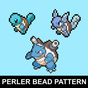 Squirtle, Wartortle, and Blastoise Perler Bead Pattern Pack