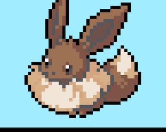 Gigantamax Eevee Perler-kralenpatroon pdf | Pokemon Fuse Bead Pixel Sprite-patroon | Direct downloaden