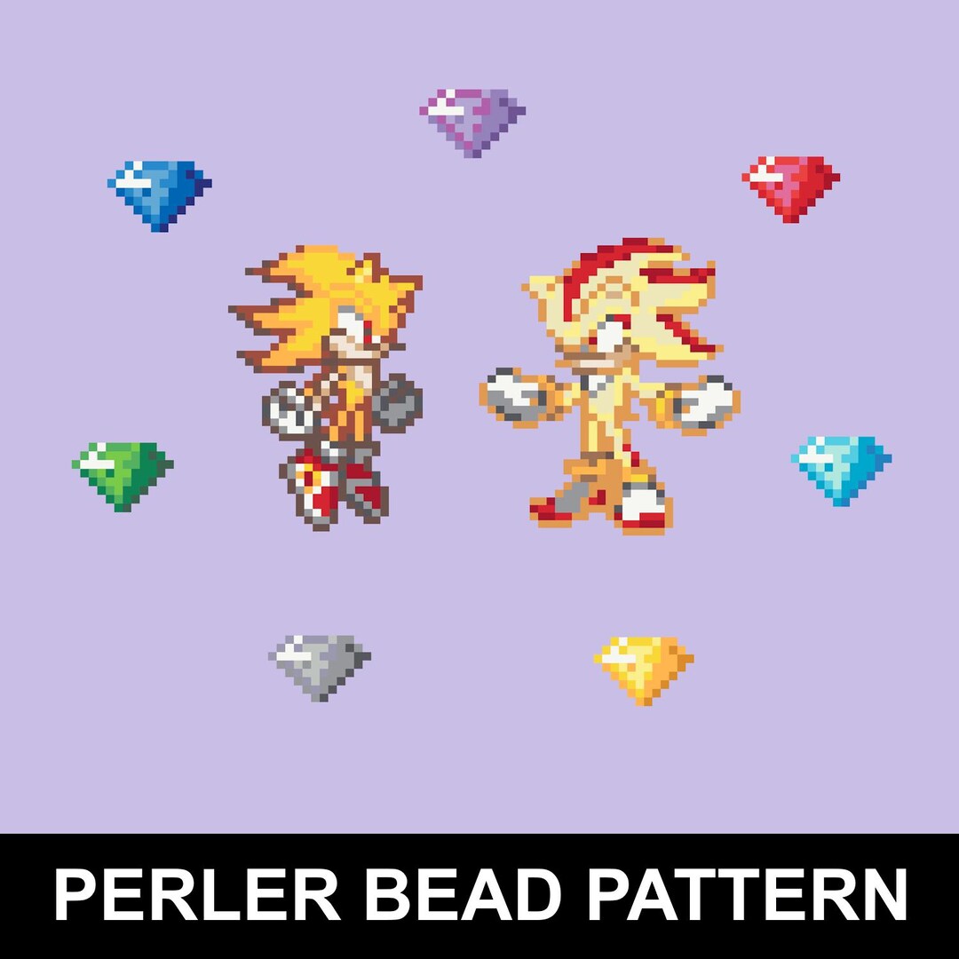 Super Sonic and Super Shadow Perler Bead Pattern PDF | Fuse Bead Pixel ...