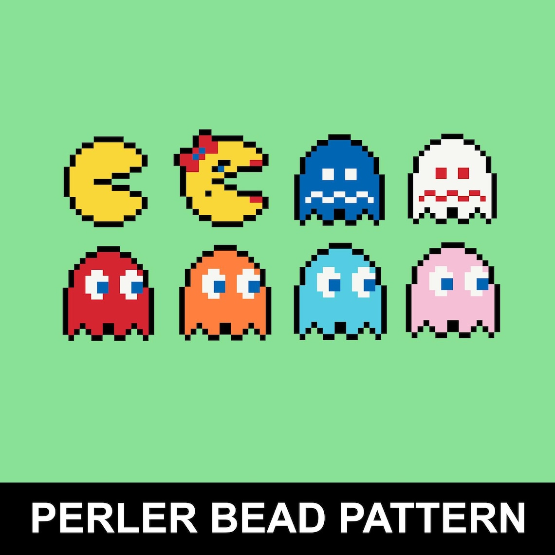 Pacman Perler Bead Pattern PDF | Fuse Bead Pixel Sprite Pattern ...