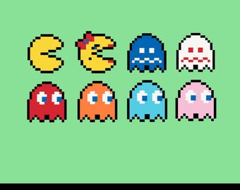 Pacman Perler-kralenpatroon pdf | Smeltkraal pixel spritepatroon | Direct downloaden