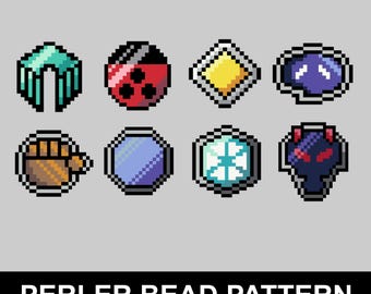 Johto Gym Badge Perler-kralenpatroon pdf | Pokemon Fuse Bead Pixel Sprite-patroon | Direct downloaden