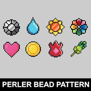 Kanto (Indigo League) Gym Badge Perler Bead Pattern Pack