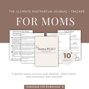 Postpartum Self-Care Digital Journal for Moms – 15-Day Healing Tracker for Moms – BLVX Mama