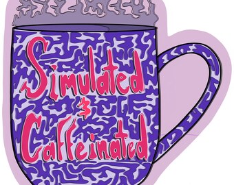 Pegatina de taza simulada y con cafeína