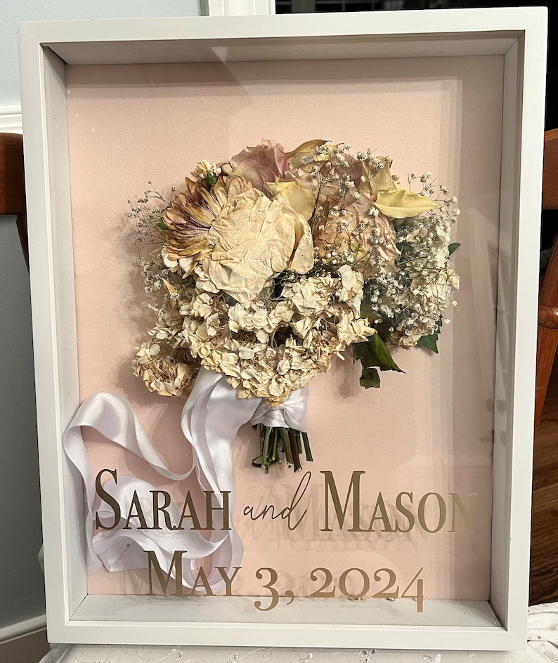 Full Wedding Bouquet Preservation in Shadow Box - Etsy