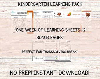 Kindergarten Worksheets| Homeschool Printable| Fall Learning Activities | Coloring Pages | Handwriting | Counting |Tracing | Digital
