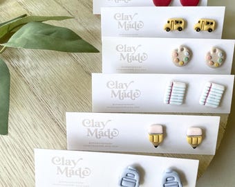 School Stud Polymer Clay Earrings