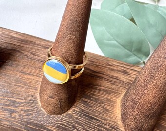 Milwaukee Flag Colors Striped Polymer Clay Filled Ring