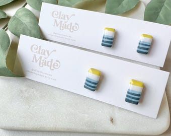 Geometric Glossy Milwaukee Flag Stud Polymer Clay Earrings