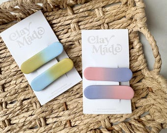Colored Ombré Polymer Clay Hair Clips
