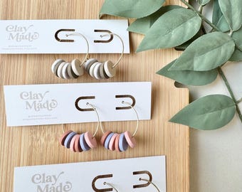Multi Color Charm Hoop Polymer Clay Earrings