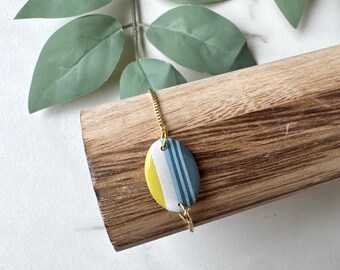 Milwaukee Flag Oval Polymer Clay Bracelet