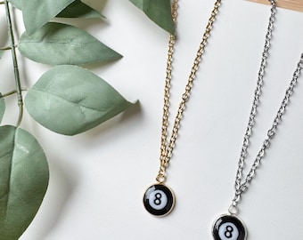 Eight Ball Filled Polymer Clay Charm Necklace