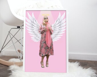 Jennifer Coolidge Angel Portrait Poster | White Lotus Poster | Tanya Poster | Peppa Pig | Celebrity Posters | Celebrity as angel portrait |