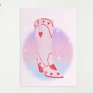 Cowgirl Poster | Cowgirl Boots Poster | Cowboy Boots Print | Cowboy Wall Art | Cowgirl Wall Art | Digital Poster | Pink Wall Art | Red