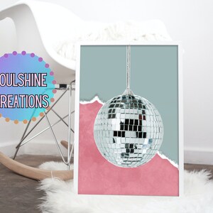 Disco Ball Poster| Vintage Print| Retro Print| Disco Ball Print| Eclectic Wall Decor | Quirky Wall Decor | Vintage Decor | Original Art |