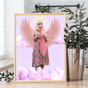 Jennifer Coolidge Angel Purple Portrait Poster | White Lotus Poster | Tanya Poster | | Celebrity Posters | Celebrity as angel portrait | art