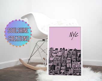 New York Cityscape Poster | New York Poster | New York At | NYC Decor | New York Skyline | City Art | New York Print| NYC Wall Decor |