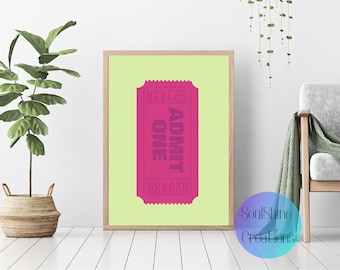 Theater Ticket Print in Six colors | Theater print | digital poster | digital art | theater wall art | theater decor | Broadway print | art