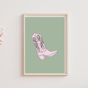 Green Cowgirl Boots Poster | Cowboy Boots Poster | Cowgirl Print | Cowboy Wall Art | Cowgirl Wall Art | Digital Poster | Green Wall Art |