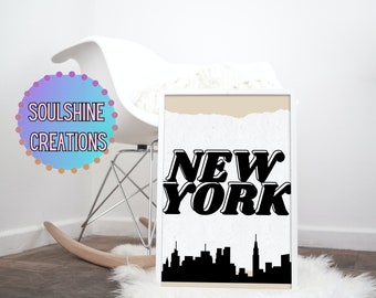 New York Poster| Retro City Poster| New York Print| New York Decor| NYC Poster| NYC Wall Decor| Minimalistic Decor| Quirky Prints| Digital
