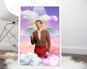 Pedro Pascal Angel Portrait Poster | Pedro Pascal | Angel Poster | Celebrity Posters | Jesus Candle Aesthetic | Wall Art | Digital Print