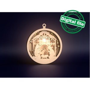 Pliki DXF, SVG dla laserowo podświetlanych ozdób świątecznych, gwiazdy betlejemskiej, Dzieciątka Jezus, szopki, Deva Maria, Glowforge, wzoru warstwowego