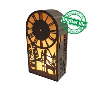 DXF, SVG bestanden voor laser Unieke moderne klok Londen, Nachtlamp, flexibele multiplex, Wijzerplaat, Glowforge klaar, Materiaal 1/8'' (3,2 mm)