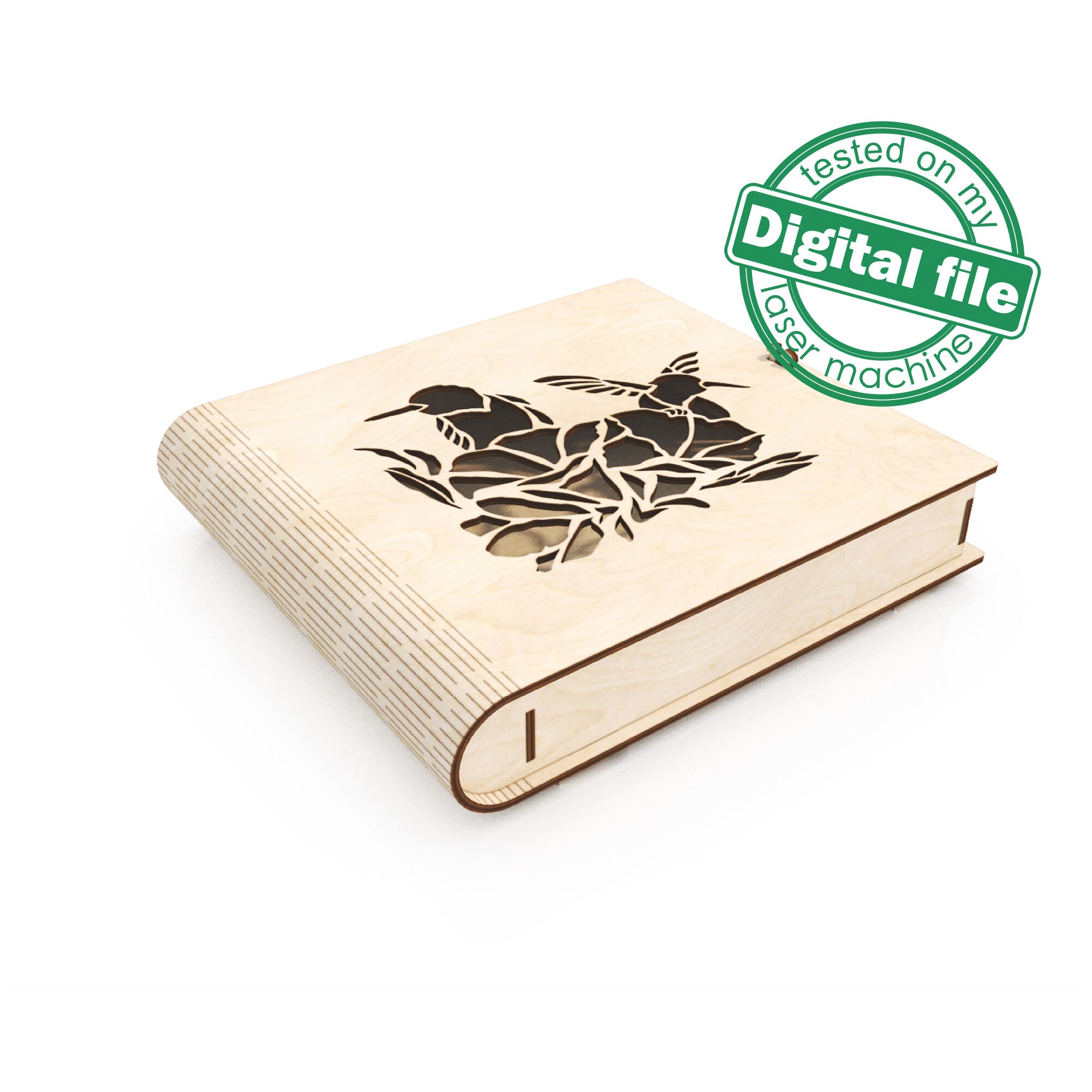 DXF, SVG Files for Laser 2 Design Wooden Boxes, Living Hinge Book Box ...