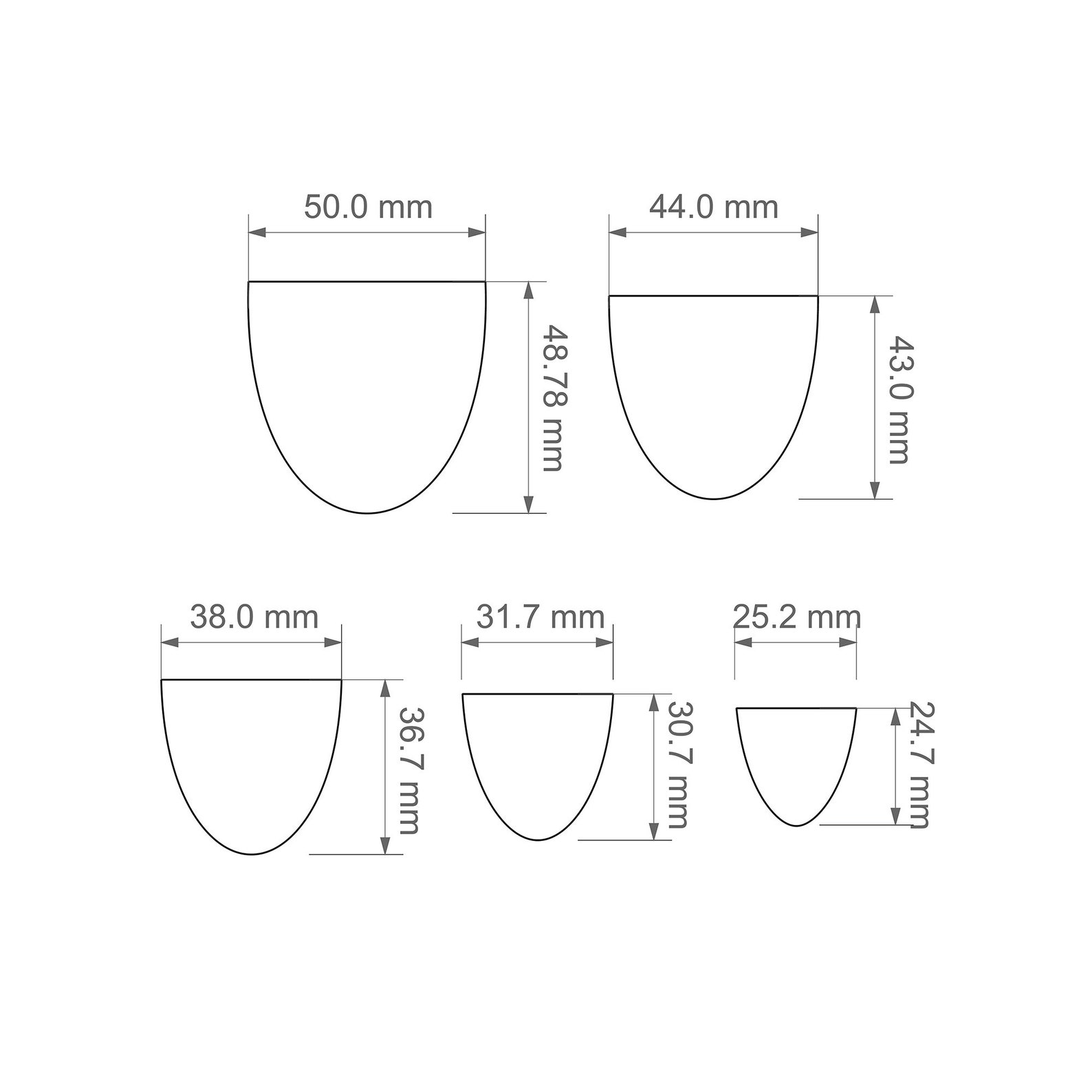 Basic Shapes Half Oval, 5 Sizes, Digital STL File for 3D Printing ...
