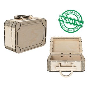 DXF, fichiers SVG pour valise en bois rétro laser, pochette vintage faite main, contreplaqué flexible, charnière vivante, Glowforge, matériau 1/8'' (3,2 mm)