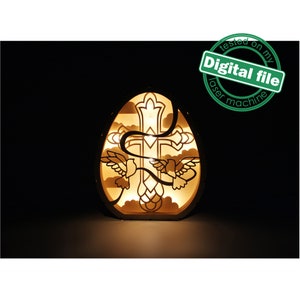 DXF, SVG bestanden voor laser Lichtbak Religieus Pasen, Hij is Verrezen, Light-Up Pasen, Vector projecten, Glowforge, Materiaal 1/8'' (3,2 mm)