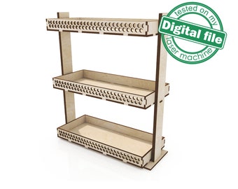 SVG, DXF, PDF Laser cut files Tiered Tray, Farmhouse Rectangular Open top 3-Shelf Tiered Tray, Glowforge ready, Material thickness 3.2 mm