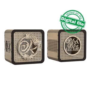 DXF, SVG Dateien für Laser Hochzeit Spardose, Verlobungskästchen, Rattan Muster, 2 verschiedene Versionen, Glowforge, 1/8"(3.2mm) Material